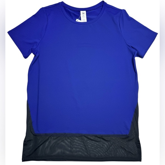 Fabletics Valencia Top Mesh Hem Performance Wear Shirt Blue‎ Womens Large NWT - Picture 1 of 9